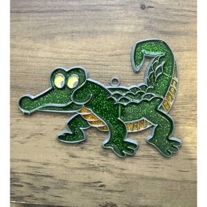 Vintage Suncatcher Alligator Gator Stain Glass Style Hanging Ornament
